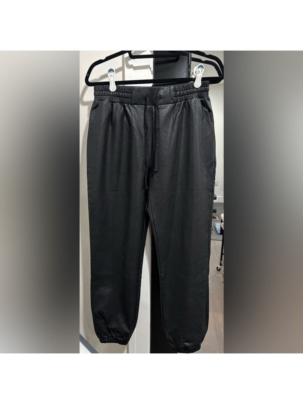 Dance & Marvel Black Faux Leather Jogger Pants – Size M